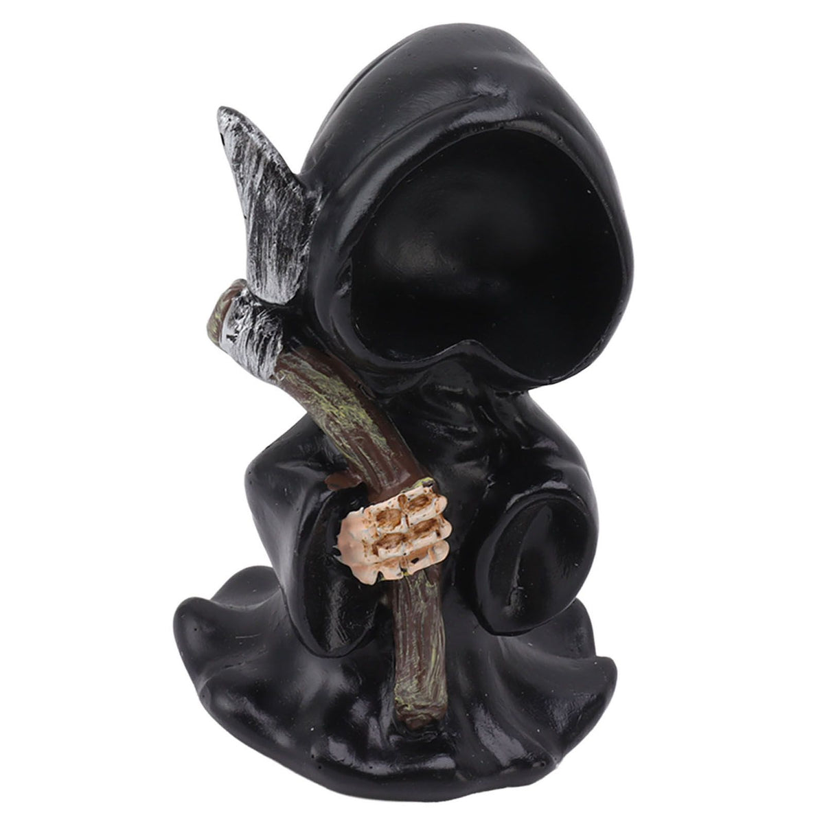 Grim Reaper Sculpture Resin Gothic Desktop Statue Figurine Decoration with Sickle for Halloween Party Stand