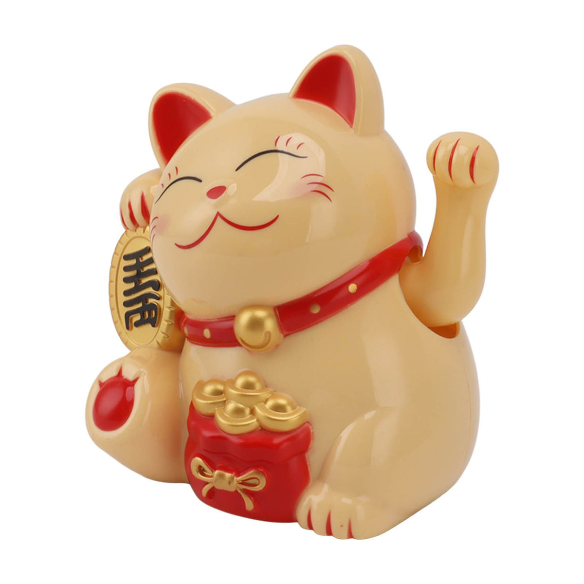 5.5in Electric Waving Arm Fortune Cat Decorative Cute Plastic Cat Ornaments for Cashier Desk MLY11020-2 Yellow