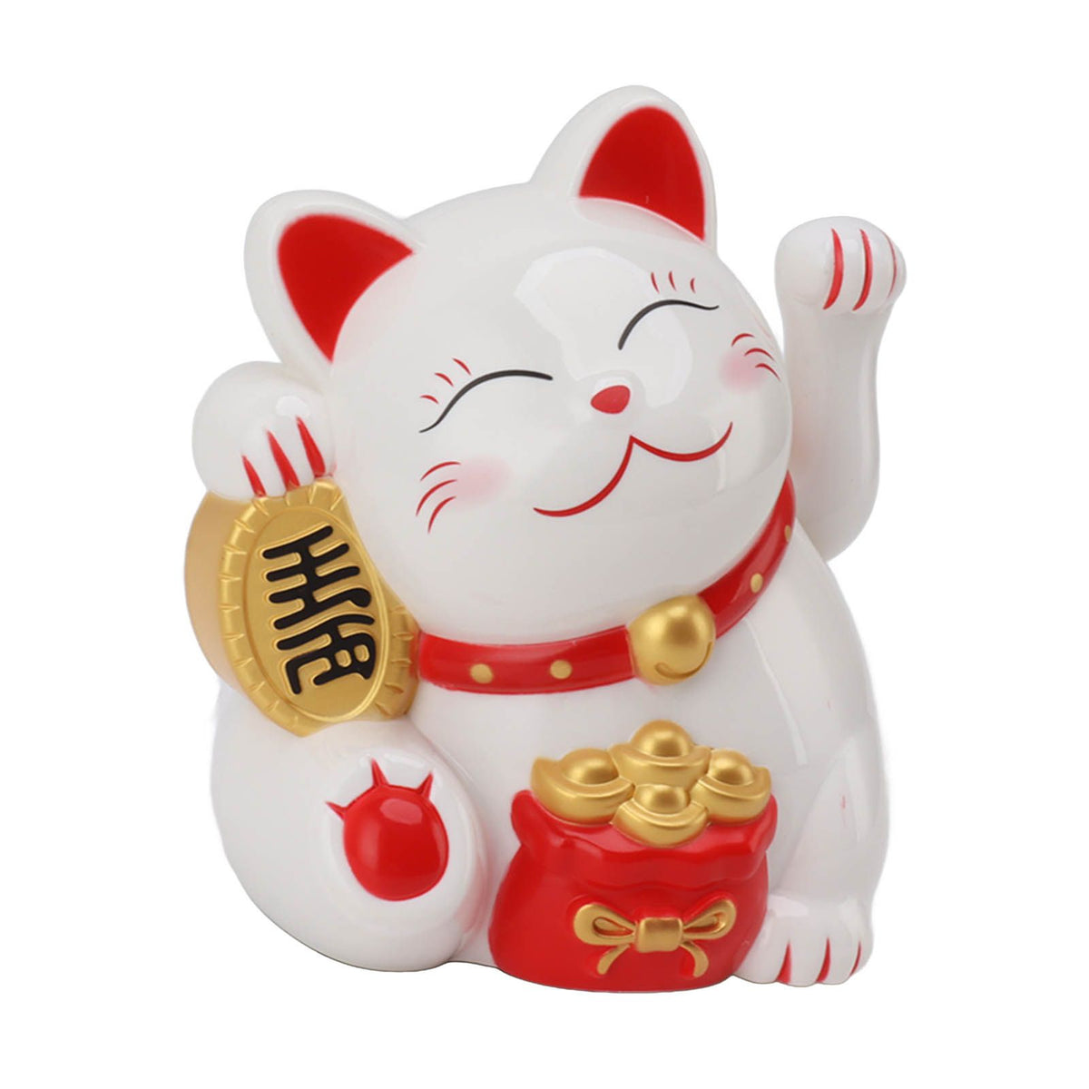 5.5in Electric Waving Arm Fortune Cat Decorative Cute Plastic Cat Ornaments for Cashier Desk MLY11020-1 White