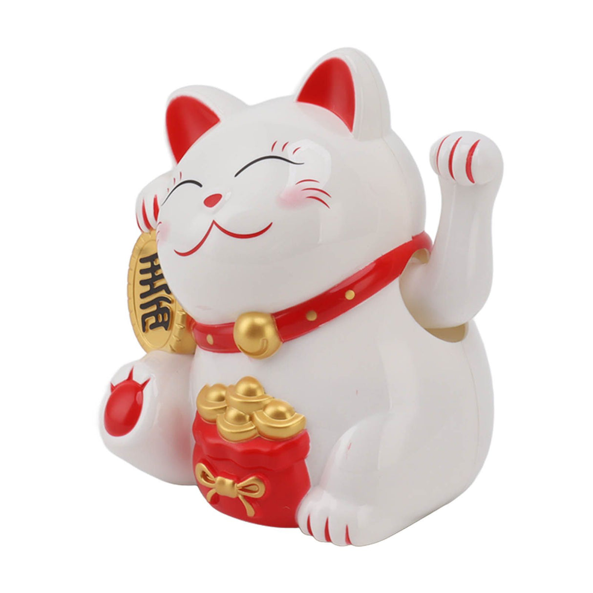 5.5in Electric Waving Arm Fortune Cat Decorative Cute Plastic Cat Ornaments for Cashier Desk MLY11020-1 White