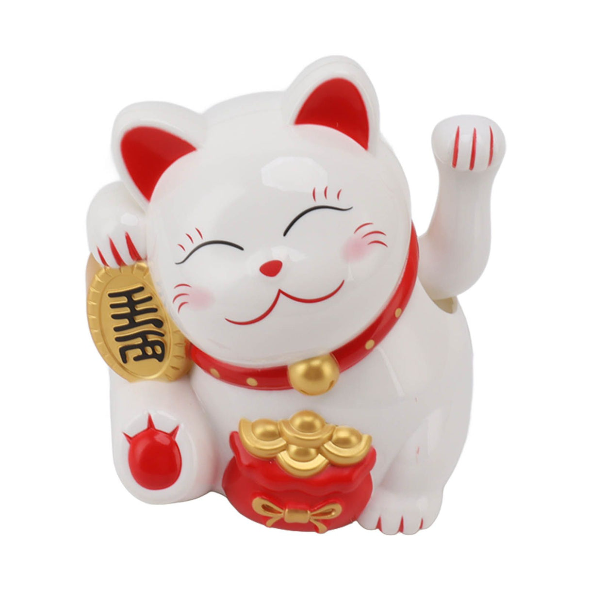 5.5in Electric Waving Arm Fortune Cat Decorative Cute Plastic Cat Ornaments for Cashier Desk MLY11020-1 White