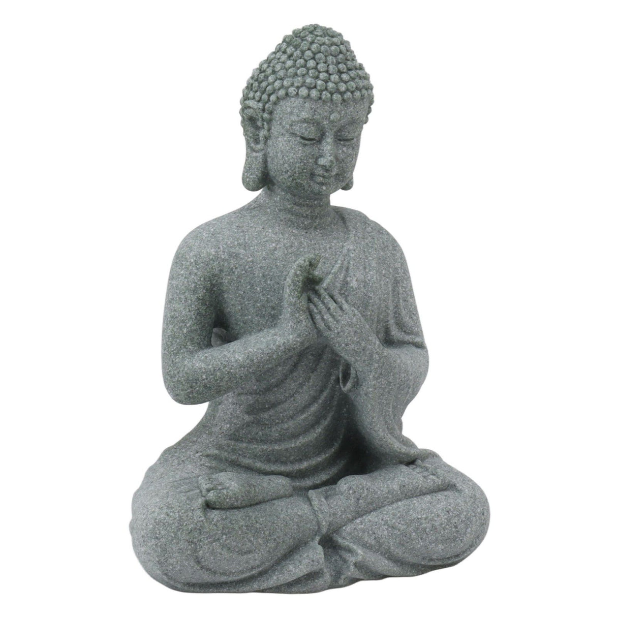 Buddha Statue Green Sandstone Sculpture Buddhist Sitting Figurine Ornament for Living Room Courtyard 7135K-01