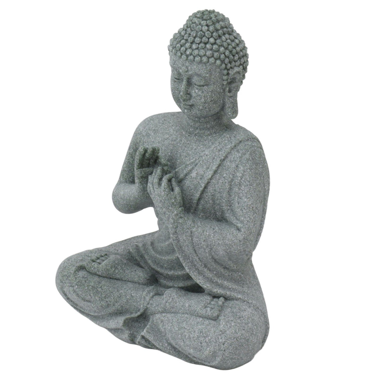 Buddha Statue Green Sandstone Sculpture Buddhist Sitting Figurine Ornament for Living Room Courtyard 7135K-01