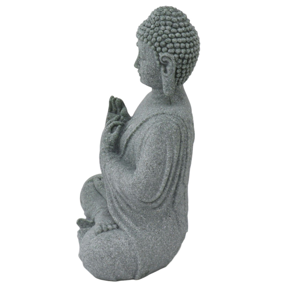 Buddha Statue Green Sandstone Sculpture Buddhist Sitting Figurine Ornament for Living Room Courtyard 7135K-01