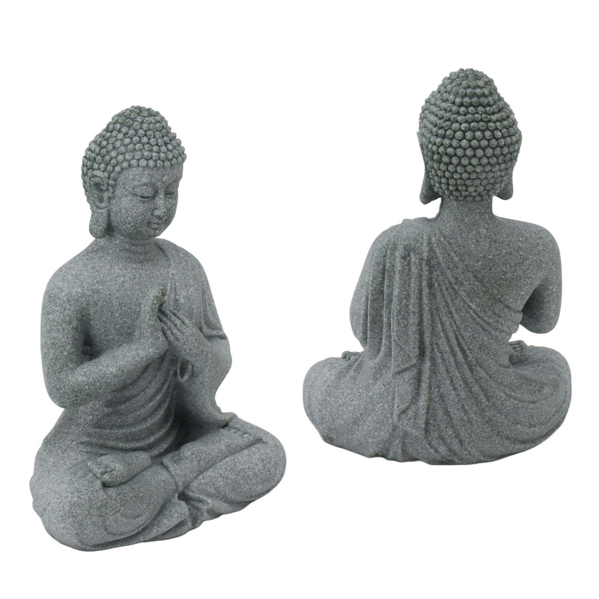Buddha Statue Green Sandstone Sculpture Buddhist Sitting Figurine Ornament for Living Room Courtyard 7135K-01