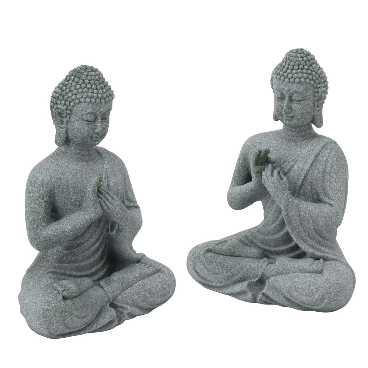 Buddha Statue Green Sandstone Sculpture Buddhist Sitting Figurine Ornament for Living Room Courtyard 7135K-01
