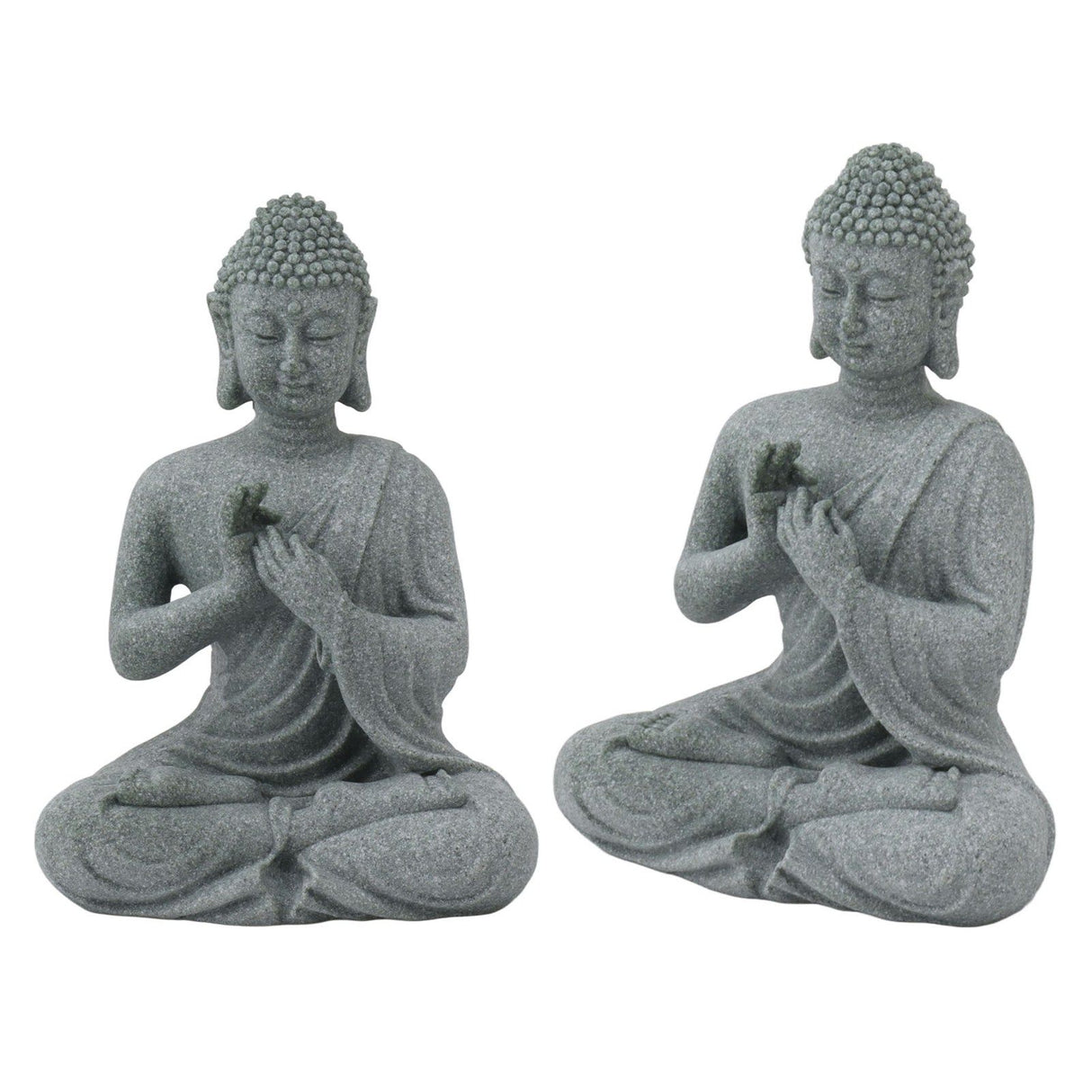 Buddha Statue Green Sandstone Sculpture Buddhist Sitting Figurine Ornament for Living Room Courtyard 7135K-01