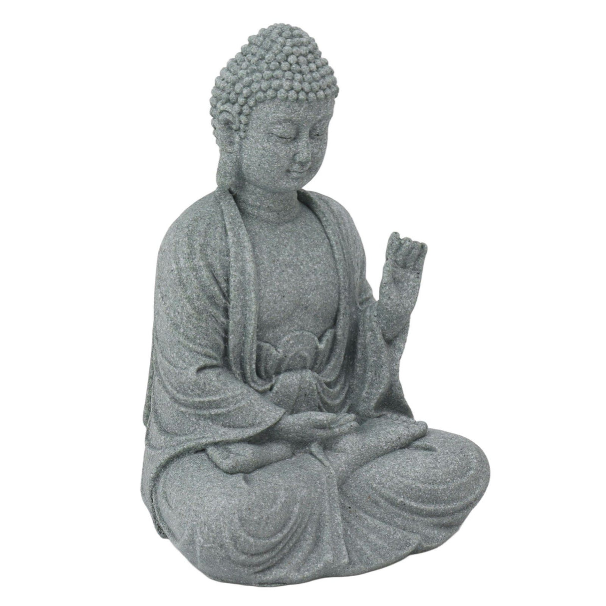 Buddha Statue Green Sandstone Sculpture Buddhist Sitting Figurine Ornament for Living Room Courtyard 7135K-02