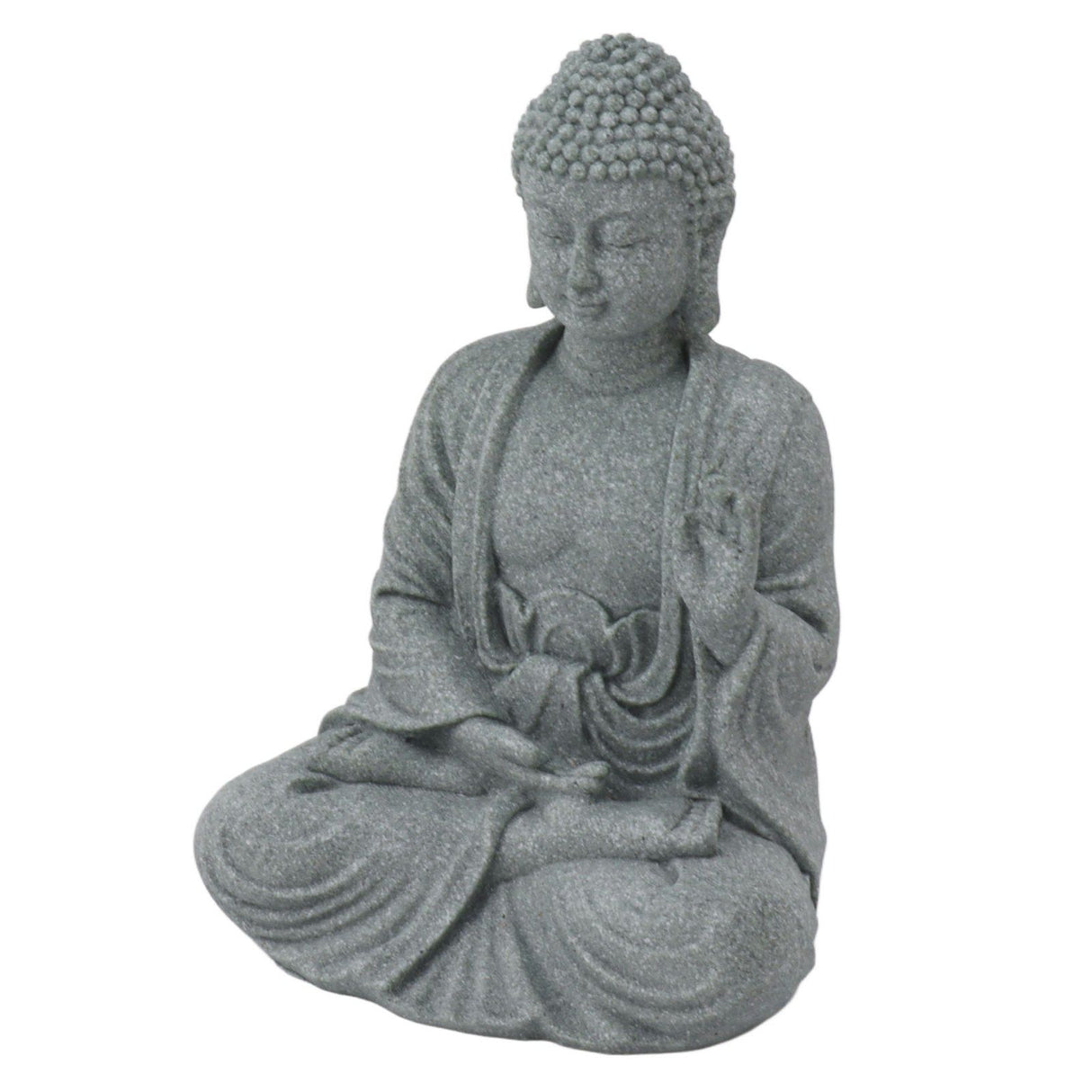 Buddha Statue Green Sandstone Sculpture Buddhist Sitting Figurine Ornament for Living Room Courtyard 7135K-02