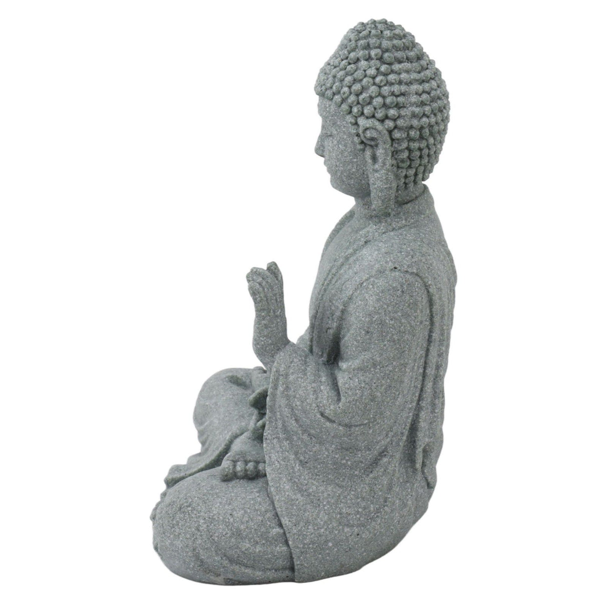 Buddha Statue Green Sandstone Sculpture Buddhist Sitting Figurine Ornament for Living Room Courtyard 7135K-02