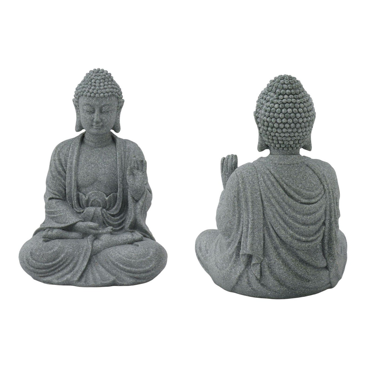Buddha Statue Green Sandstone Sculpture Buddhist Sitting Figurine Ornament for Living Room Courtyard 7135K-02