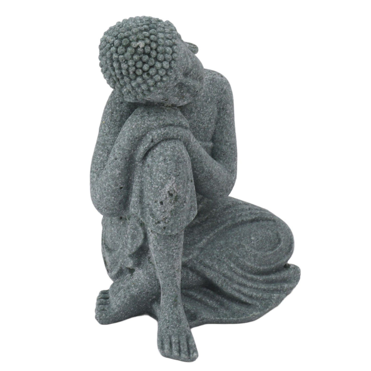 Buddha Statue Green Sandstone Sculpture Buddhist Sitting Figurine Ornament for Living Room Courtyard 7135K-05