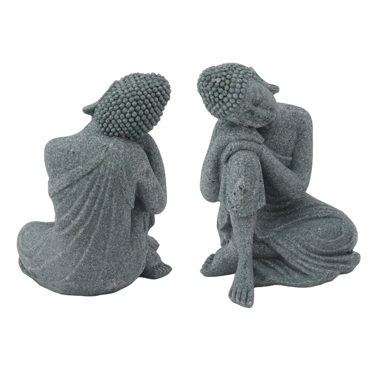 Buddha Statue Green Sandstone Sculpture Buddhist Sitting Figurine Ornament for Living Room Courtyard 7135K-05