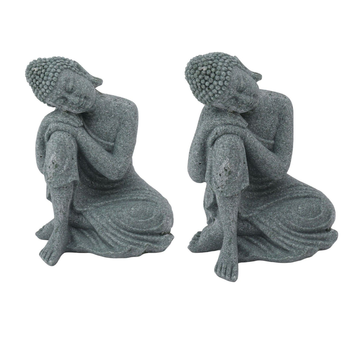 Buddha Statue Green Sandstone Sculpture Buddhist Sitting Figurine Ornament for Living Room Courtyard 7135K-05