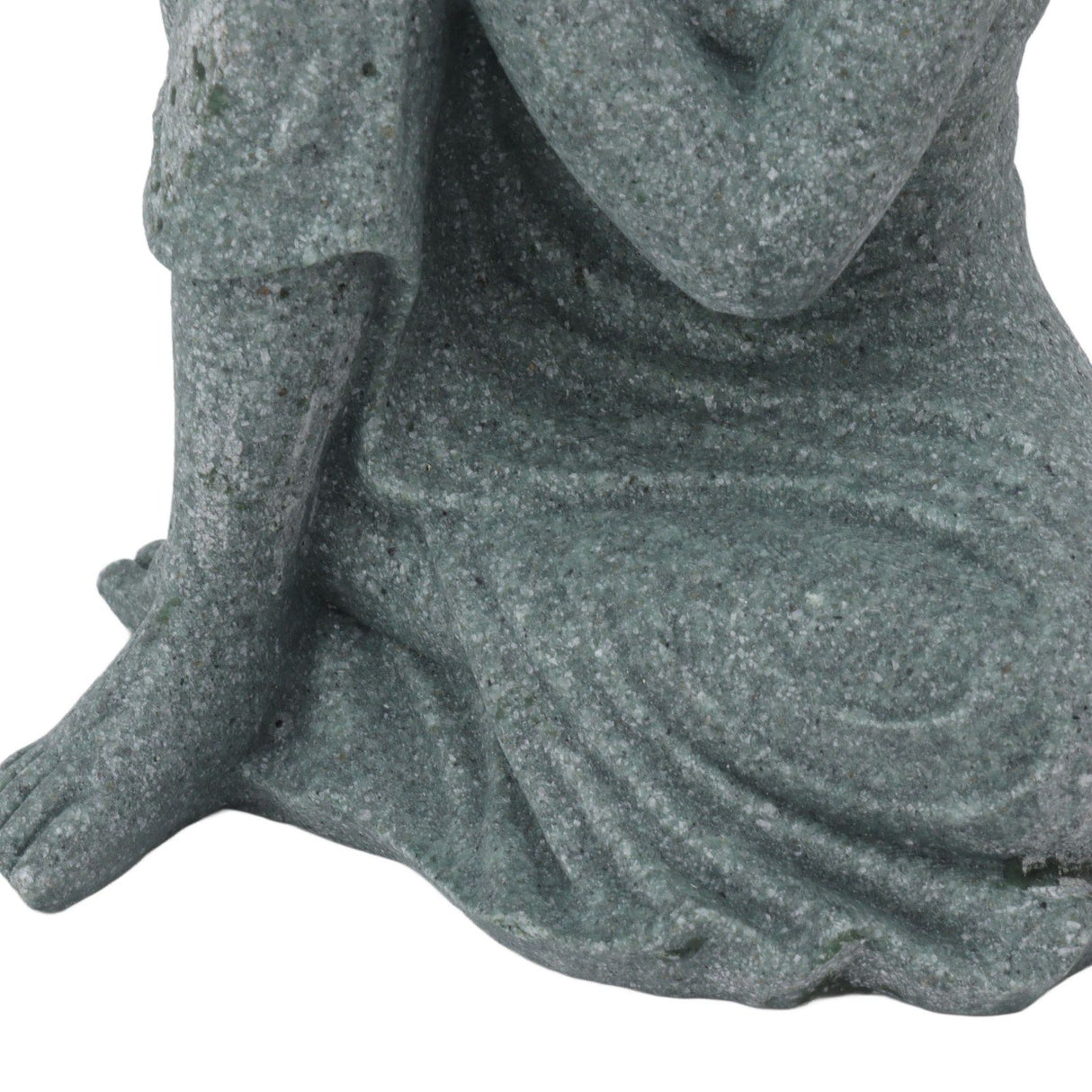 Buddha Statue Green Sandstone Sculpture Buddhist Sitting Figurine Ornament for Living Room Courtyard 7135K-05