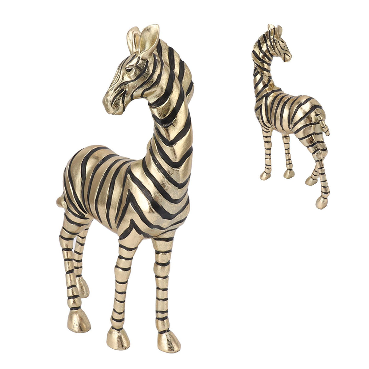 Resin Zebra Statues Gold Vivid Slip Resistant Compact Simulated Animal Statues for Home Decoration