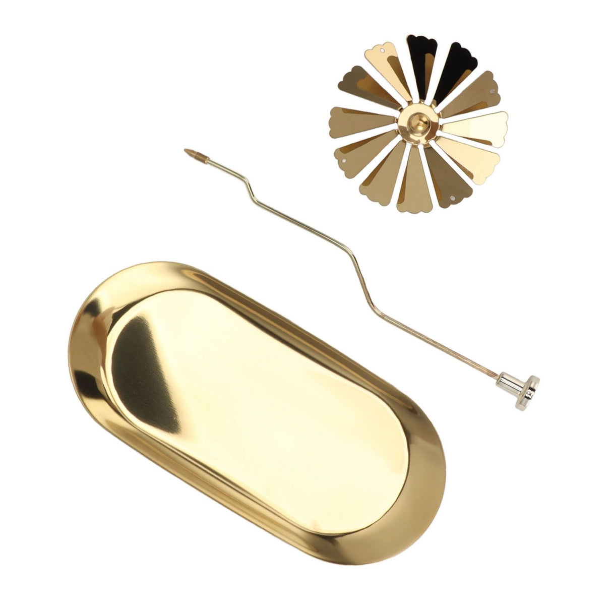 Rotating Candlestick Spinning Rotary Candle Holder Christmas Gift Oval Stainless Steel Tray