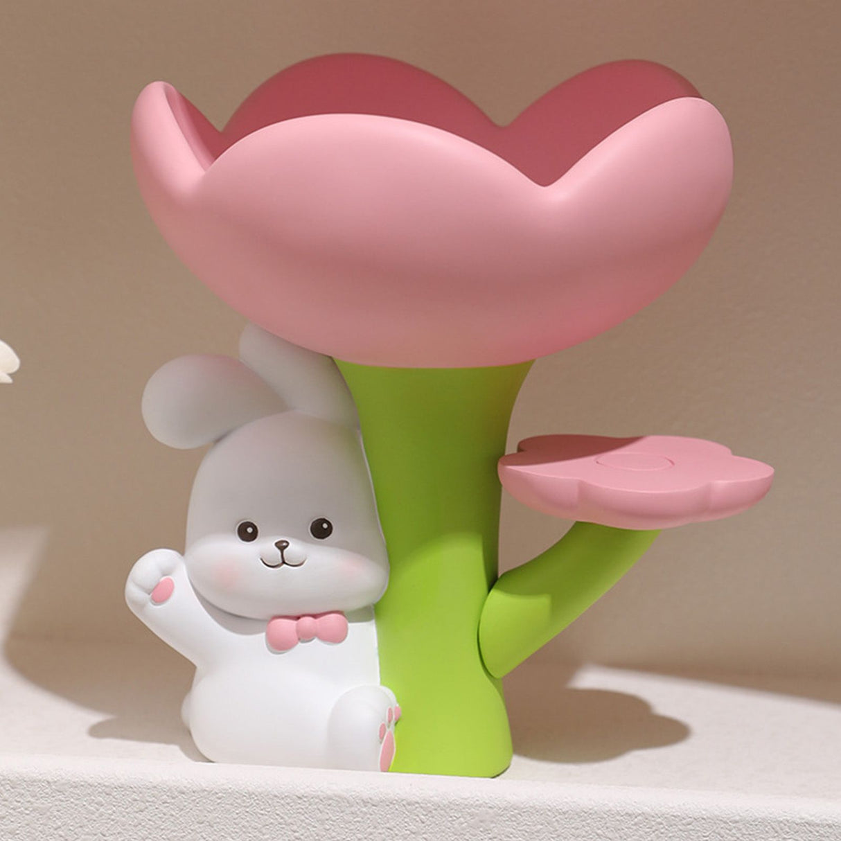 Rabbit Flower Key Tray Resin Storage Plate Jewelry Holder Home Decoration for Bedroom Office