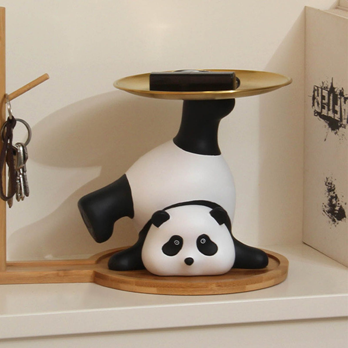 Panda Serving Tray Keys Wallets Fruit Holder Storage Ornament Home Office Table Decor Sculpture Panda Tray