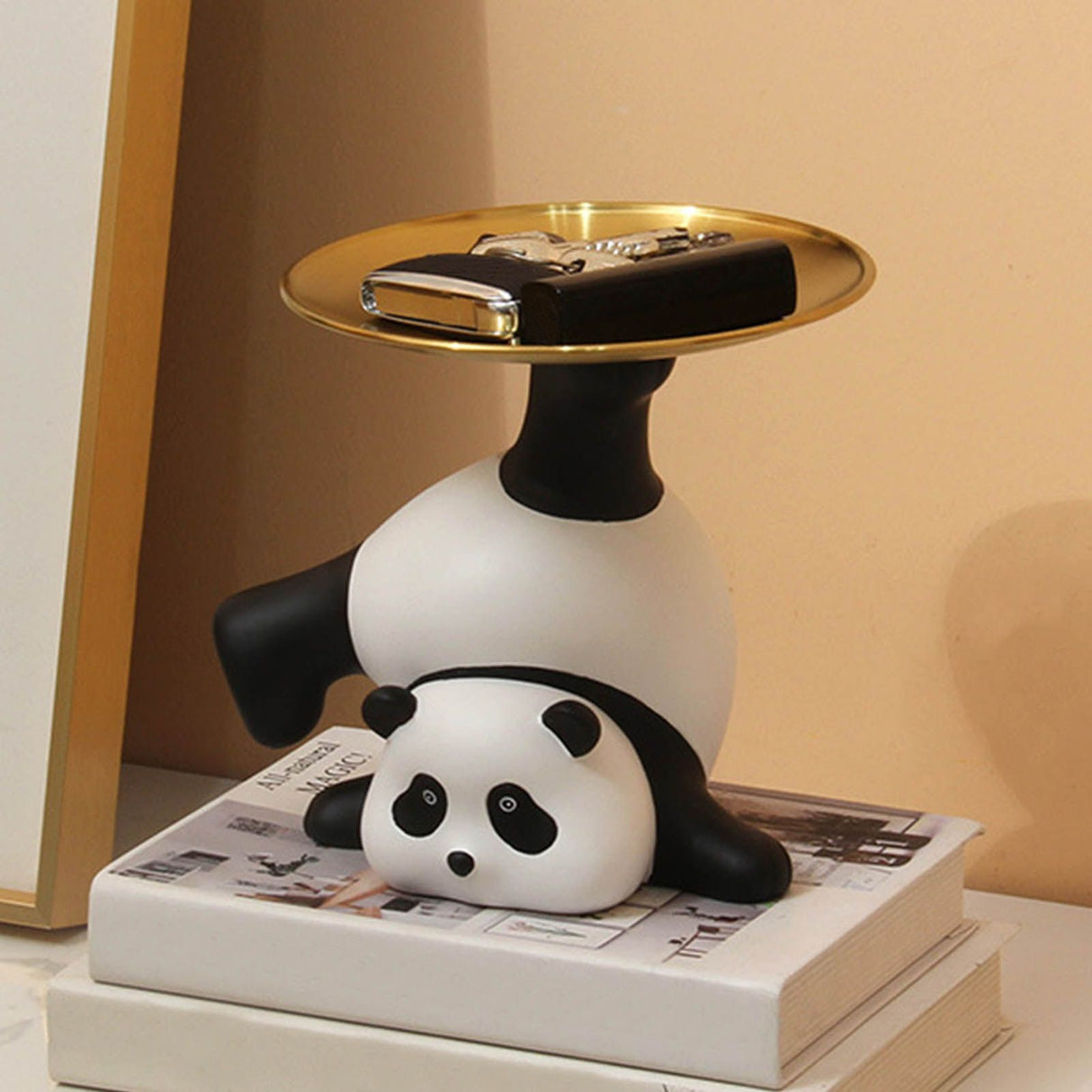 Panda Serving Tray Keys Wallets Fruit Holder Storage Ornament Home Office Table Decor Sculpture Panda Tray
