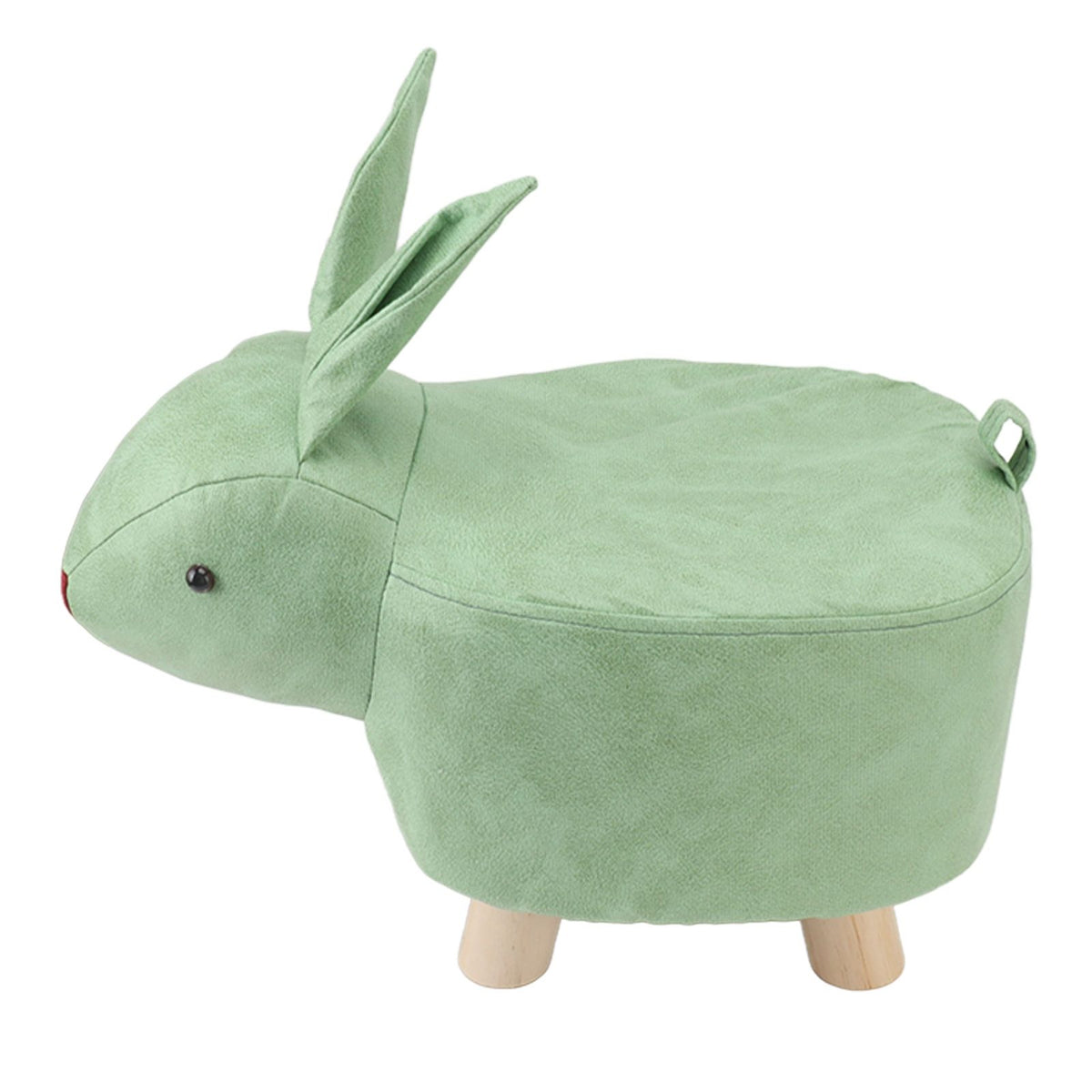 Cartoon Animal Shaped Stool Kid Home Living Room Cute Wooden Footstool for Playroom Courtyard Green