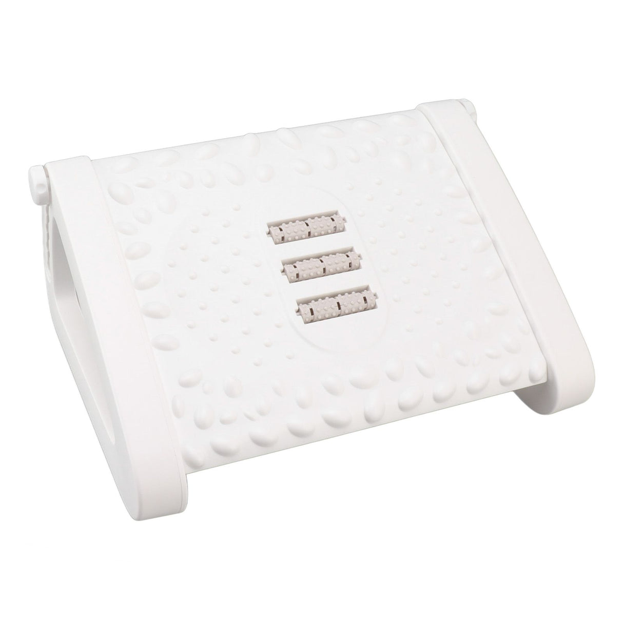 Under Desk Footrest 6 Height Adjustable Ergonomic Foot Stool with Massage Texture and Roller for Office White