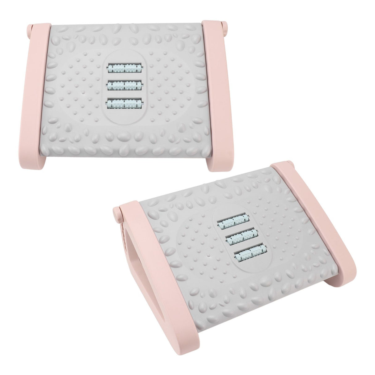 Under Desk Footrest 6 Height Adjustable Ergonomic Foot Stool with Massage Texture and Roller for Office Pink