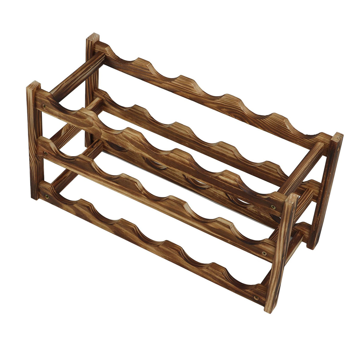 Wine Rack Pine Wood Wine Bottle Storage Shelf Display Organizer Decor for Countertop Home 3 Layer 15 Bottles Capacity