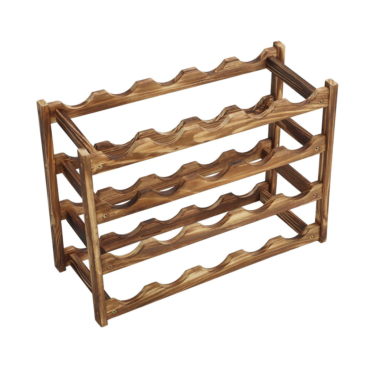 Wine Rack Pine Wood Wine Bottle Storage Shelf Display Organizer Decor for Countertop Home 4 Layer 20 Bottles Capacity