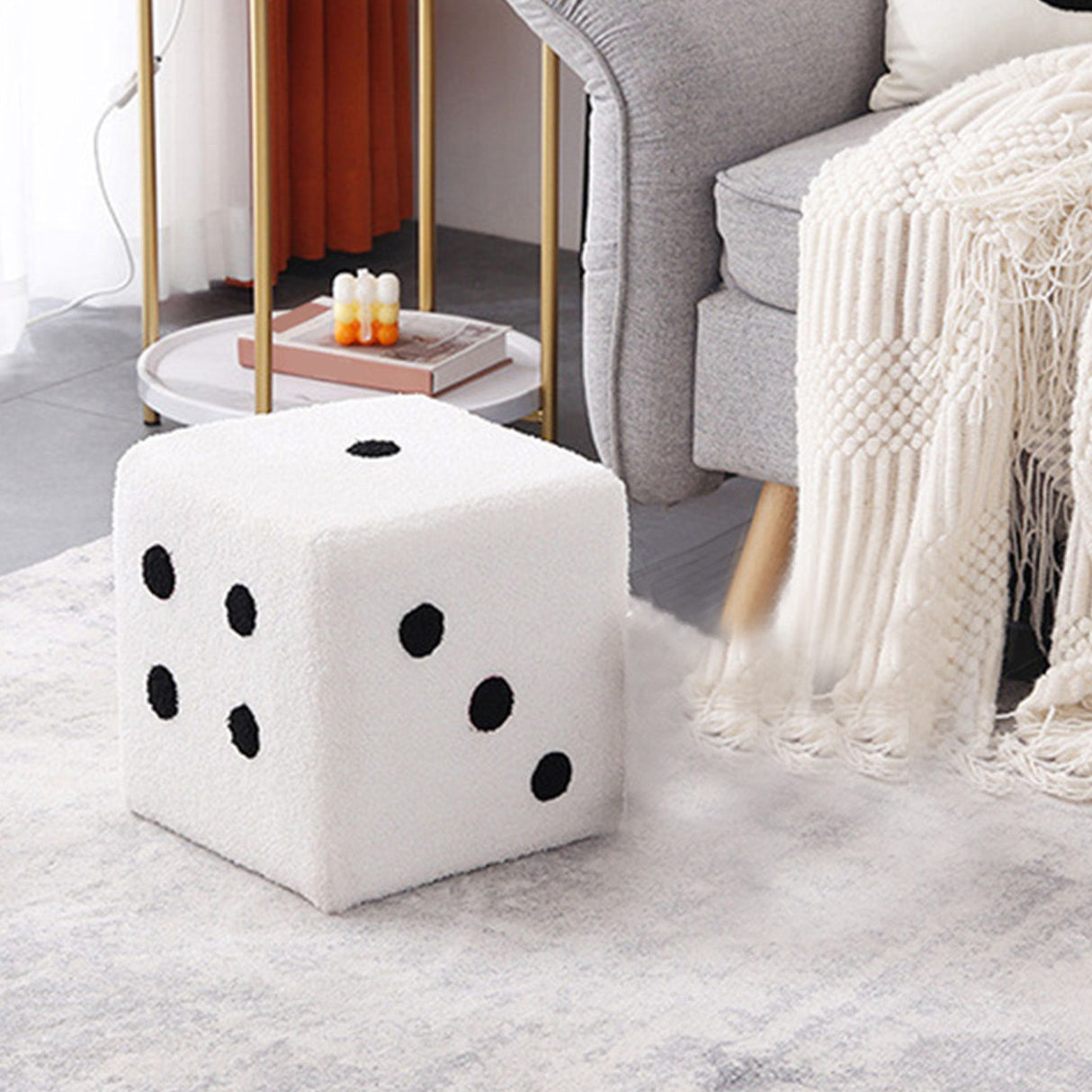 Foot Stool Soft Comfortable Simple Warm Sturdy Base Cube Stool for Home Living Room Bedroom White 29x29x25cm