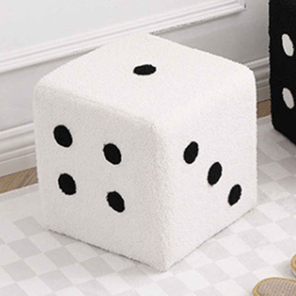 Foot Stool Soft Comfortable Simple Warm Sturdy Base Cube Stool for Home Living Room Bedroom White 29x29x25cm
