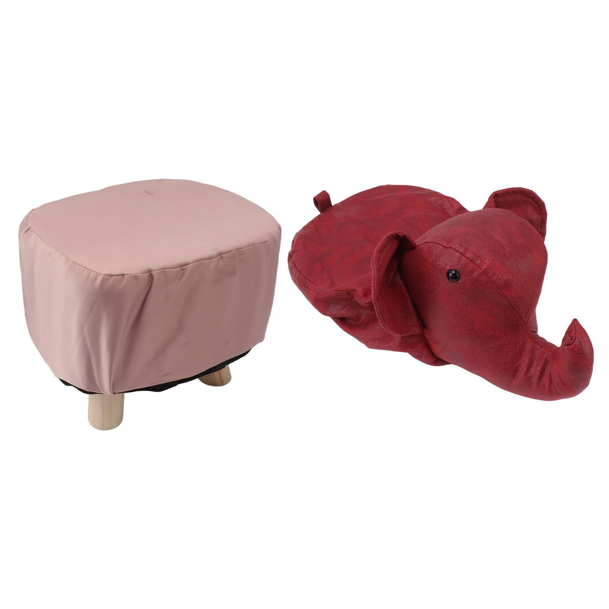Animal Footstools Elephant Shaped Slip Resistant Silent Comfortable Stable Multi Purpose Cute Stool for Kids Red