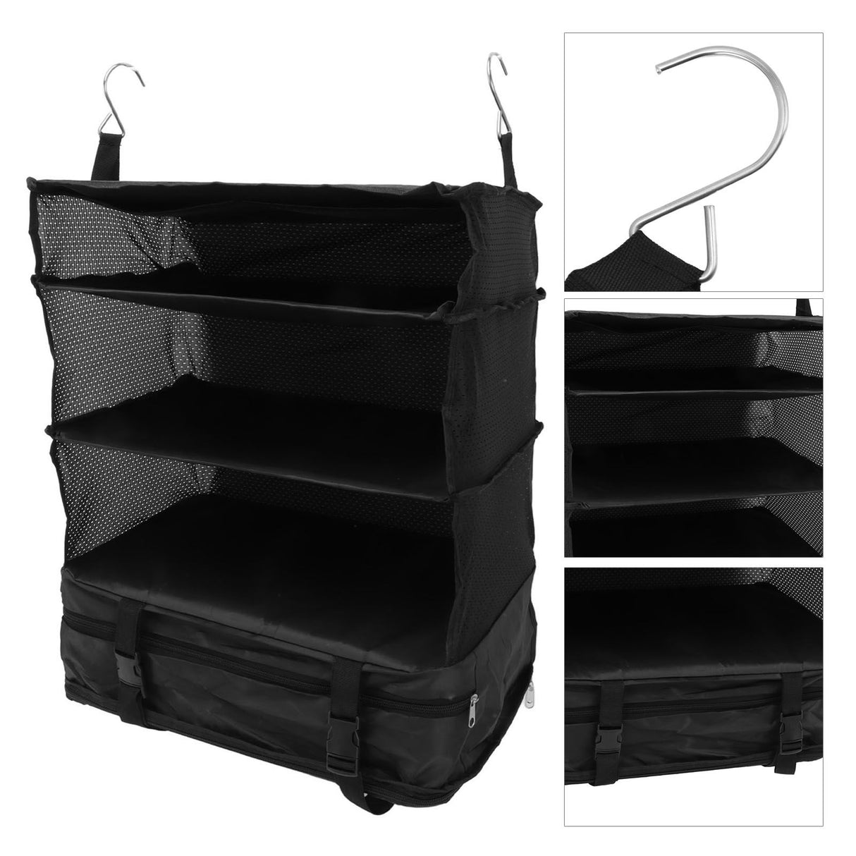 Hanging 3 Shelf Travel Shelves Bag Portable Multifunctional Large Capacity Hanging Packing Cubes Storage Bag