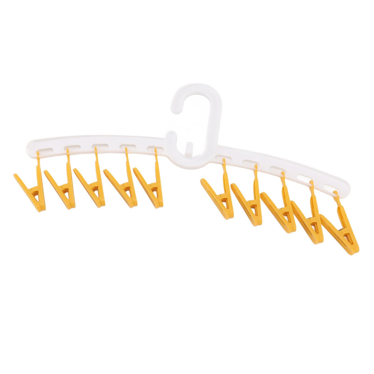 Plastic Sock Clips Drying Rack Straight Rod for Clothes Travel Portable Supplies White and Yellow