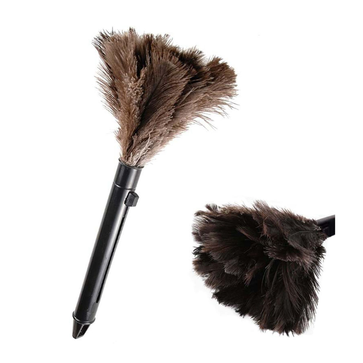 Feather Dusters Brown Washable Portable Compact Chicken Feathers ABS Mini Duster with Handle for Household
