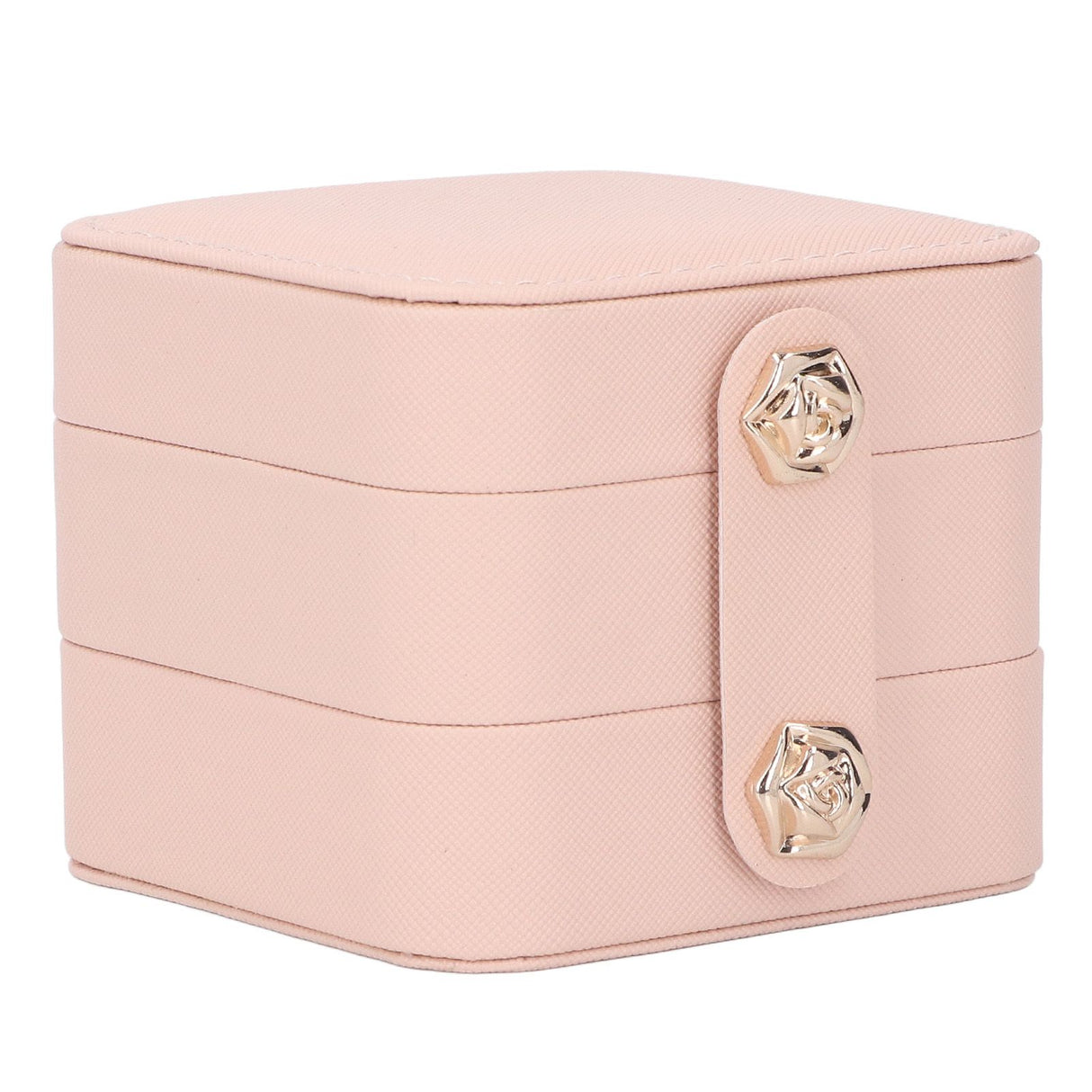 Jewelry Box Pink Portable Multi Layer PU Leather Jewelry Travel Case for Home Ring Earrings Necklace