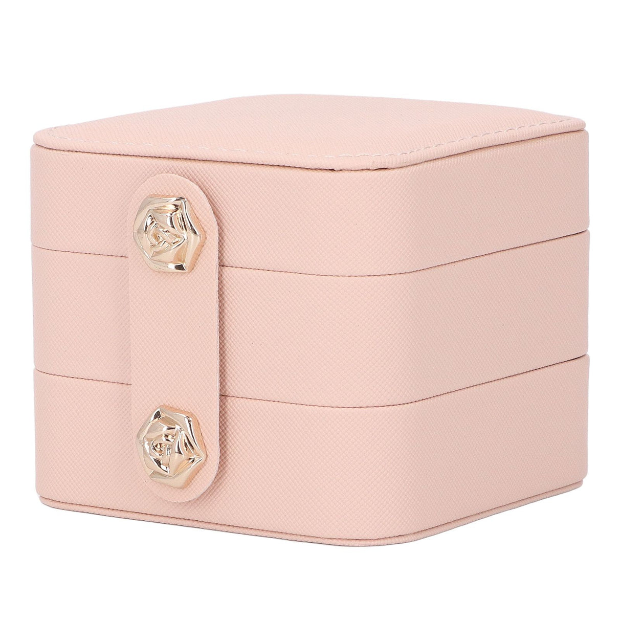 Jewelry Box Pink Portable Multi Layer PU Leather Jewelry Travel Case for Home Ring Earrings Necklace