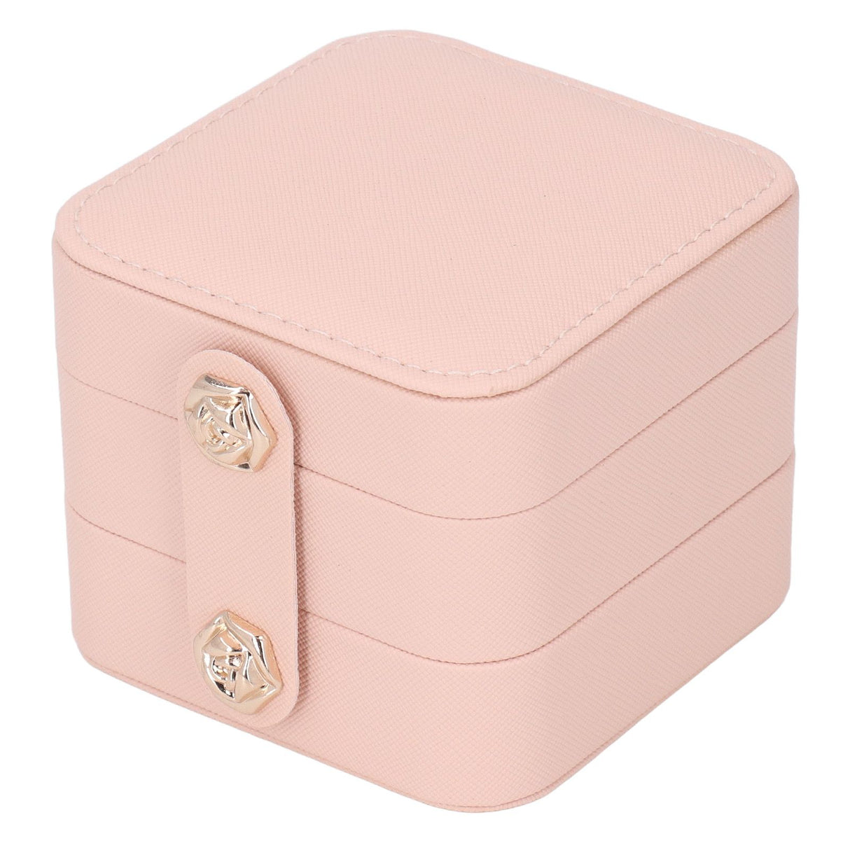 Jewelry Box Pink Portable Multi Layer PU Leather Jewelry Travel Case for Home Ring Earrings Necklace