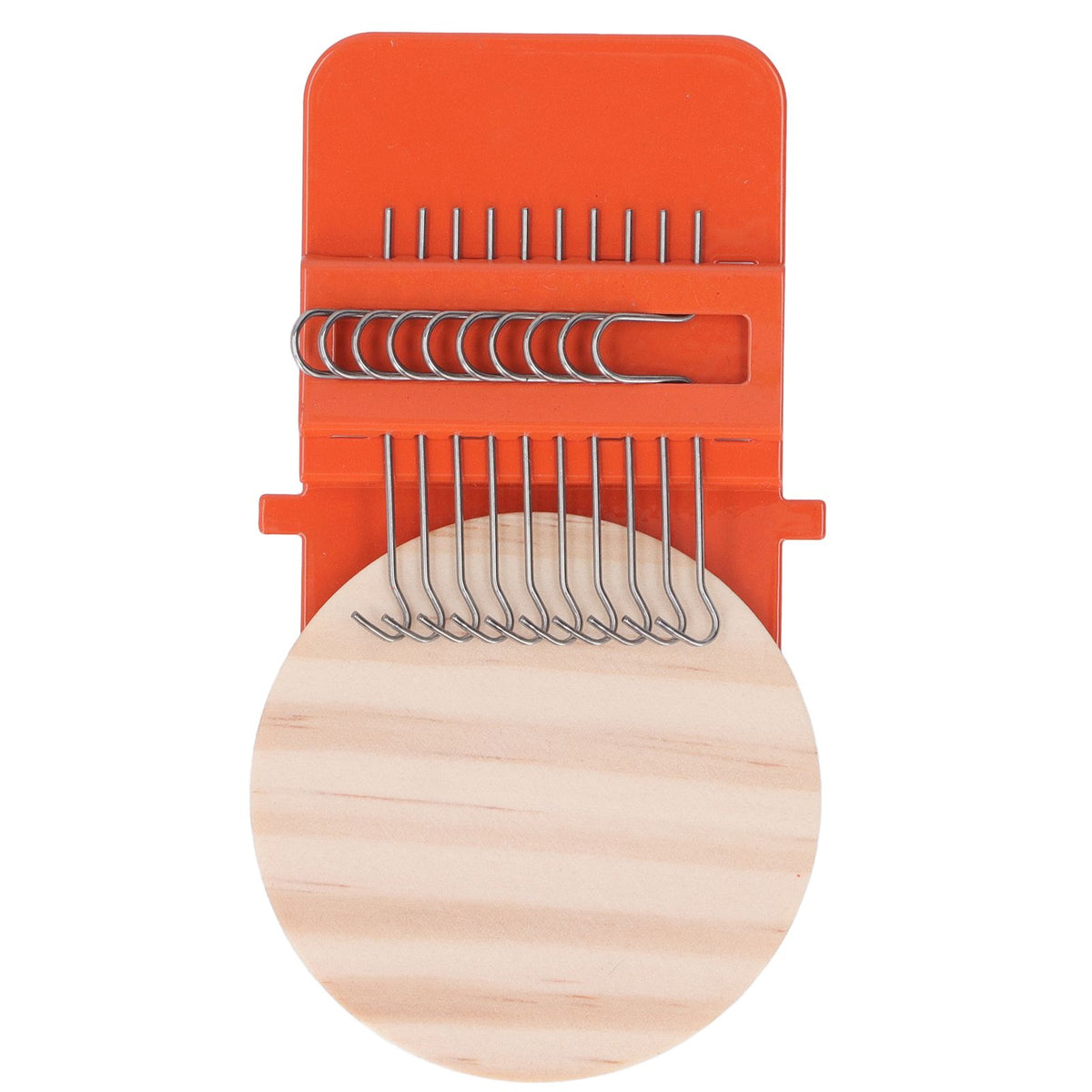 10 Hooks Mini Loom Machine Household Small Weaving Loom Machine with 6.5cm Wooden Board for Hand Craft DIY Weaving Orange