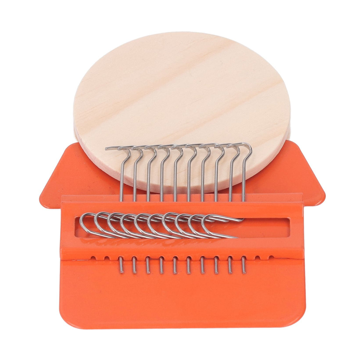 10 Hooks Mini Loom Machine Household Small Weaving Loom Machine with 6.5cm Wooden Board for Hand Craft DIY Weaving Orange Triangle