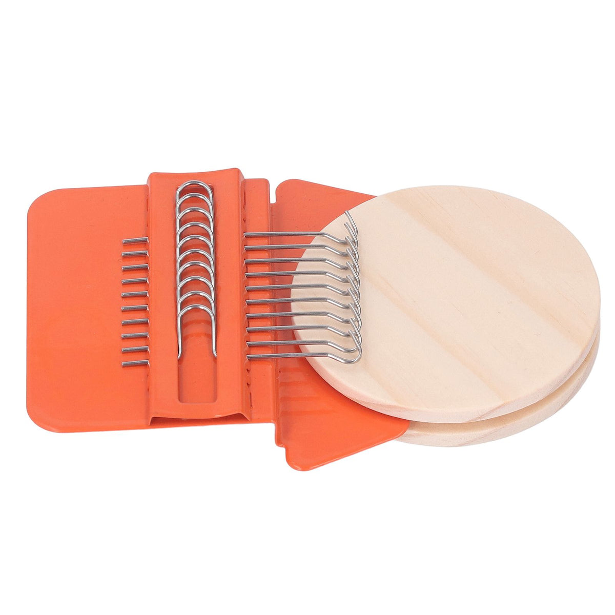 10 Hooks Mini Loom Machine Household Small Weaving Loom Machine with 6.5cm Wooden Board for Hand Craft DIY Weaving Orange Triangle
