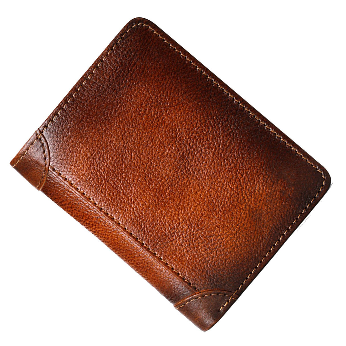 Trifold Wallet Retro Style Large Space Multi Card Slots Men Leather Wallet Coin Purse Yellowish Brown