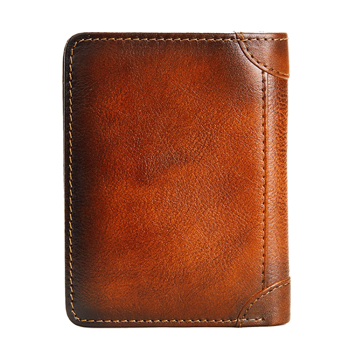 Trifold Wallet Retro Style Large Space Multi Card Slots Men Leather Wallet Coin Purse Yellowish Brown