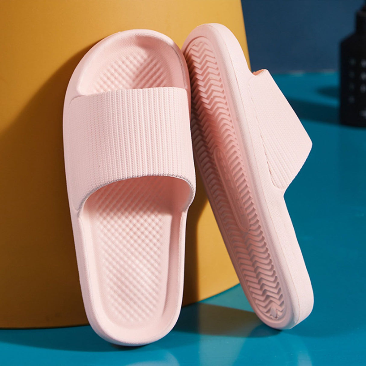 Bathroom Slippers Anti Slip Soft Thick Sole Integrated Light Weight Home Slippers Pink 40 41 (25cm/9.8in)