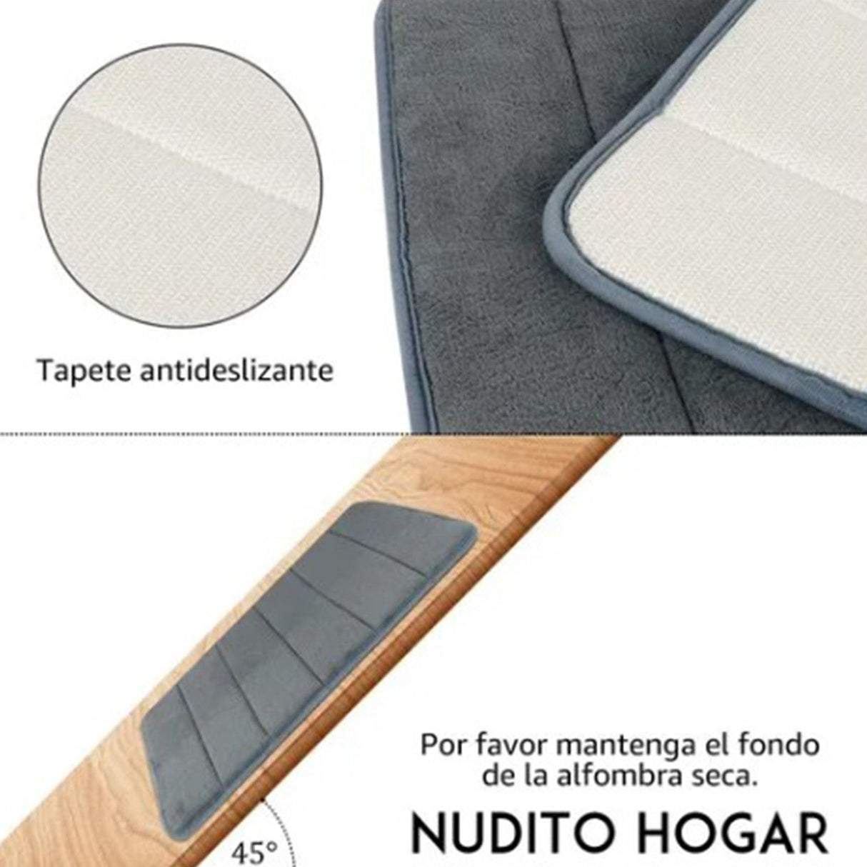 Bathroom Mat Water Absorbent Skid Resistance Thickened Soft Floor Rug Mat for Bathroom Kitchen Bedroom Light Gray 40x60CM