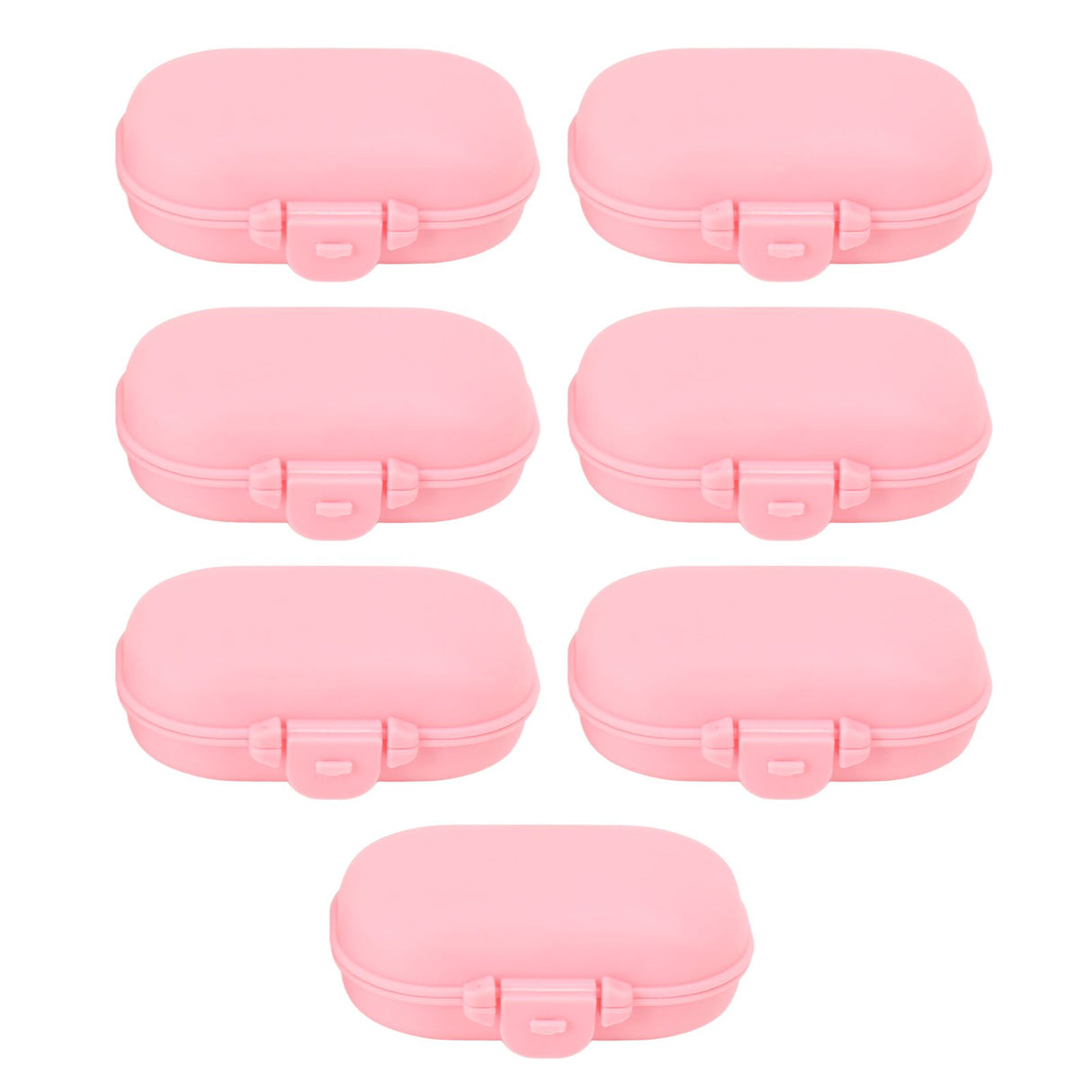 7PCS Medicine Case Portable Detachable Safe Mini 4 Compartments Medicine Organizer for Outdoor Travel Pink