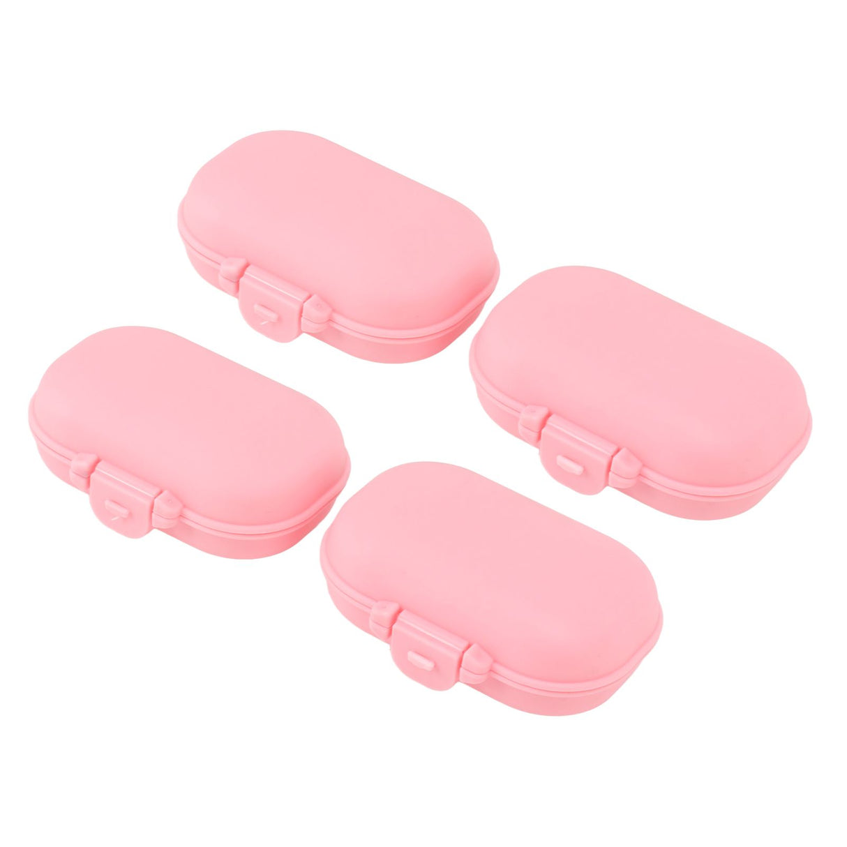 7PCS Medicine Case Portable Detachable Safe Mini 4 Compartments Medicine Organizer for Outdoor Travel Pink