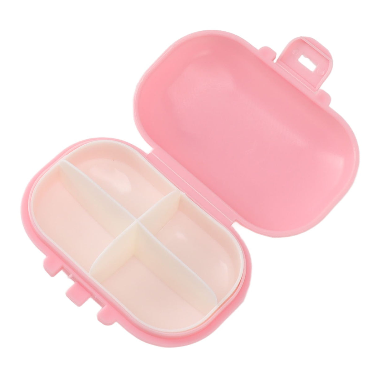 7PCS Medicine Case Portable Detachable Safe Mini 4 Compartments Medicine Organizer for Outdoor Travel Pink