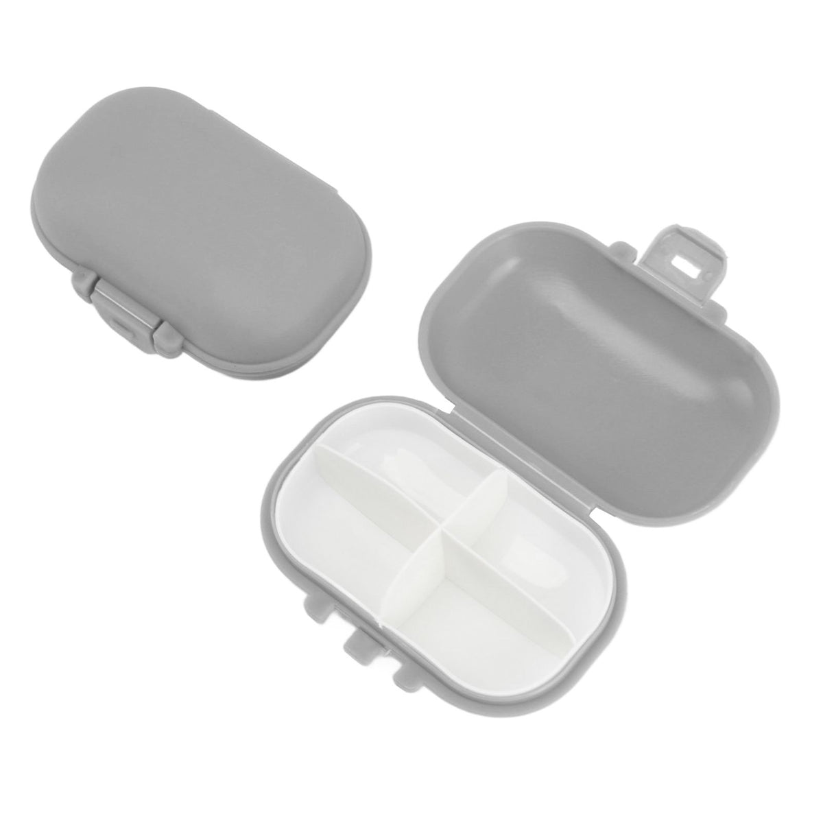 7PCS Medicine Case Portable Detachable Safe Mini 4 Compartments Medicine Organizer for Outdoor Travel Grey