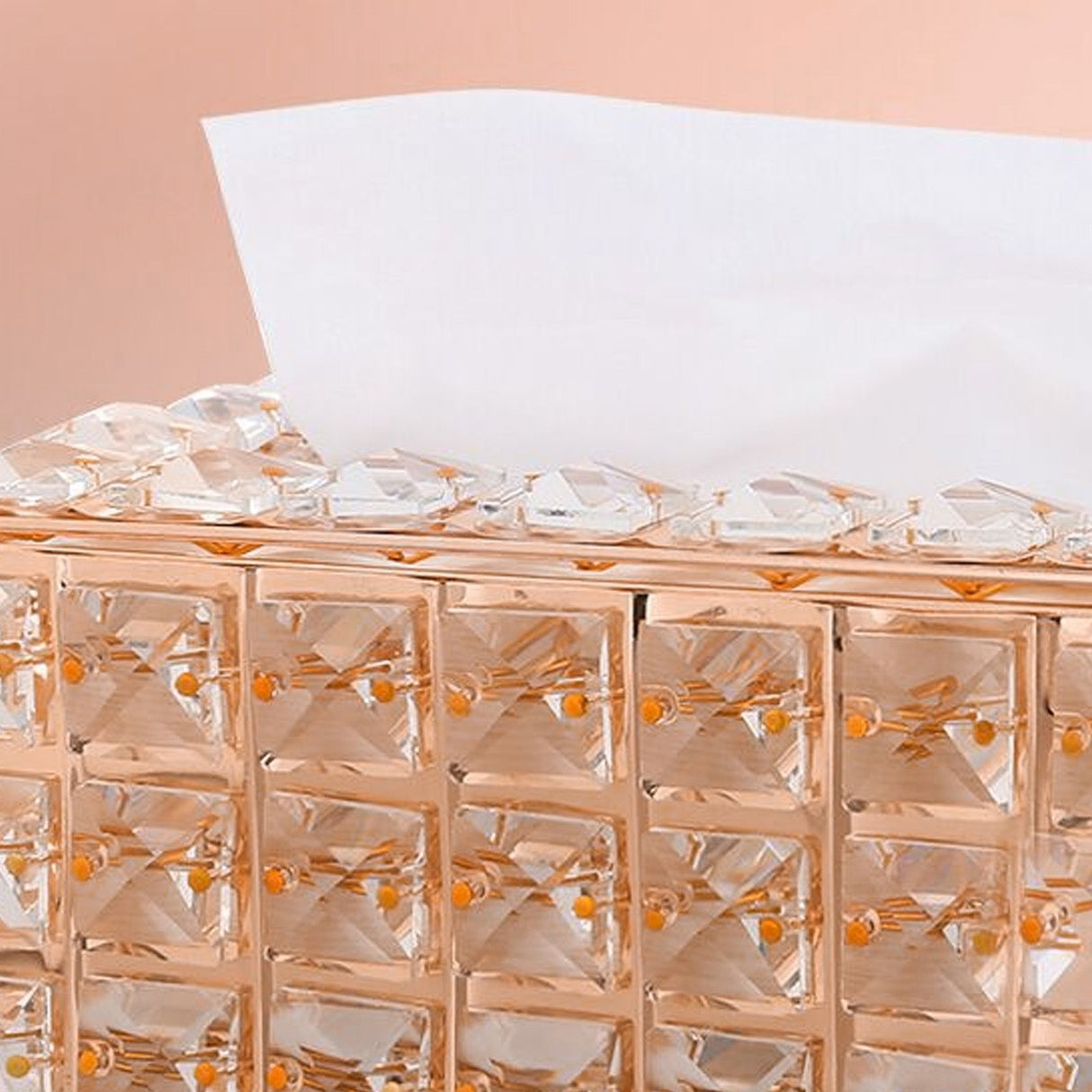 Tissue Dispenser Light Luxury Napkin Storage Box Metal Crystal Glass Tissue Holder for Home